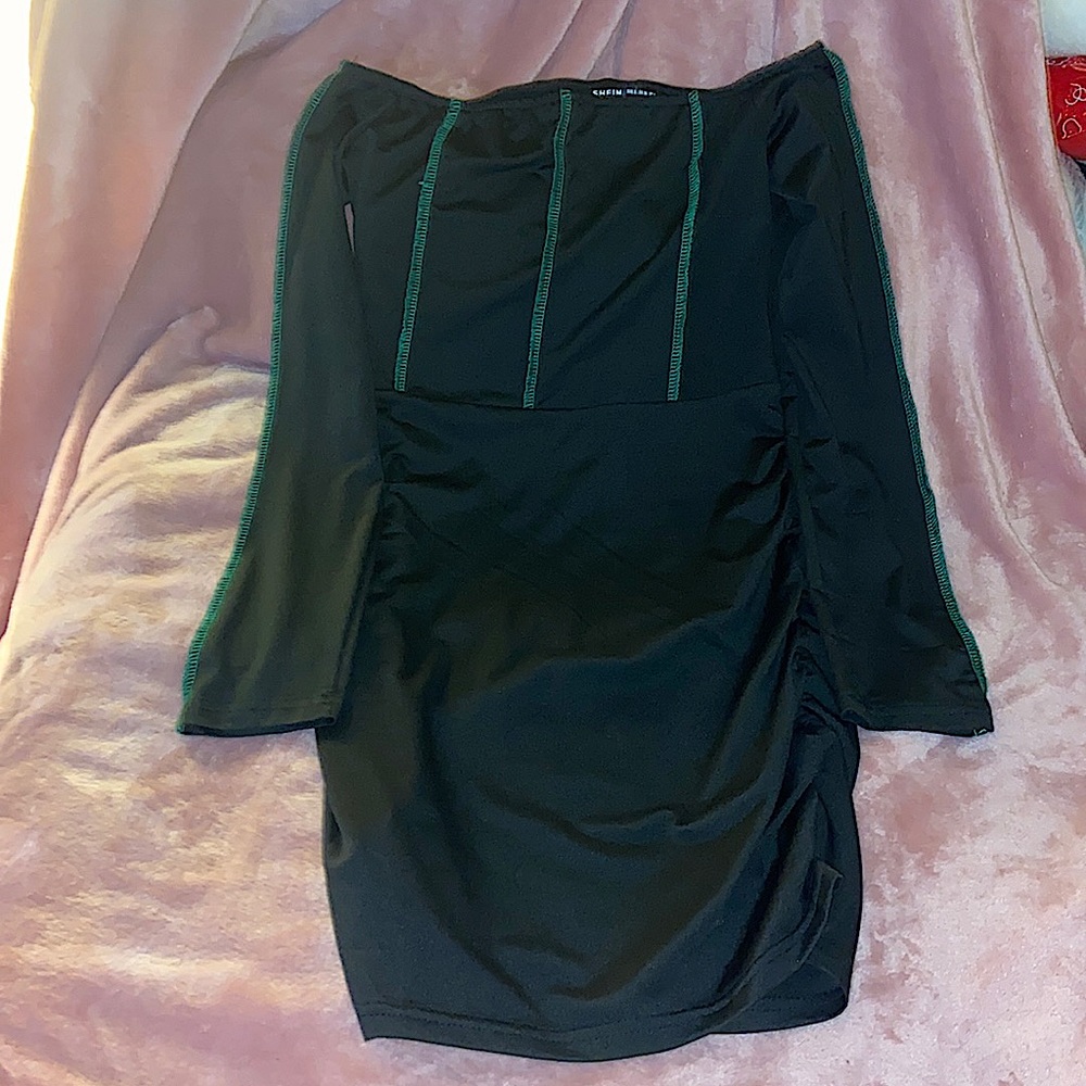 SHIEN BLACK AND GREEN DRESS